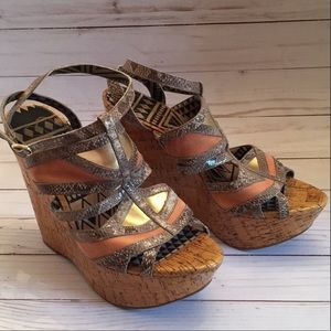 Jessica Simpson Cork Wedge Heels sz 8.5